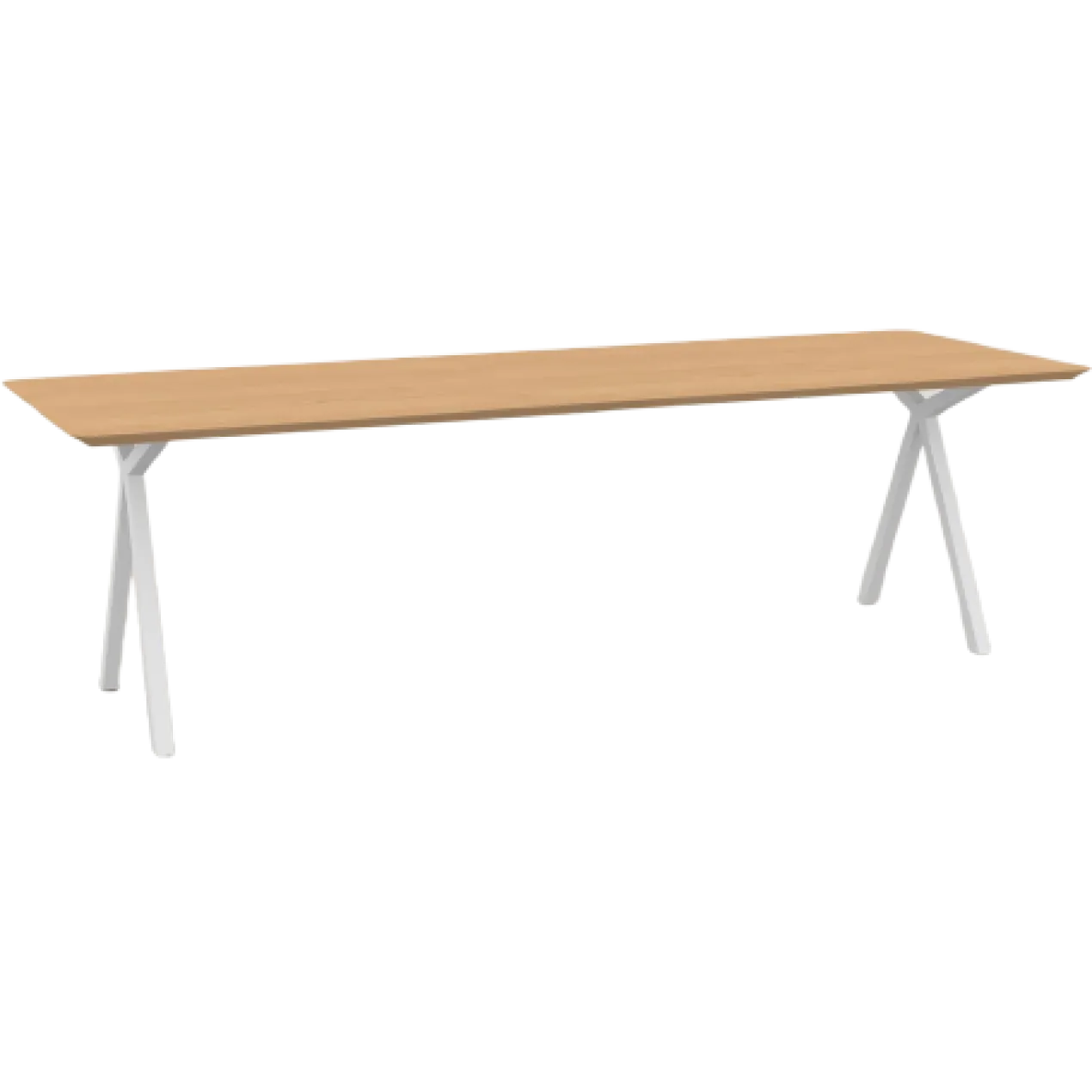 Eettafel Slim X-type wit frame naturel 260x90 cm verjongd