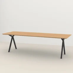 Eettafel Slim X-type zwart frame naturel 200x90 cm verjongd