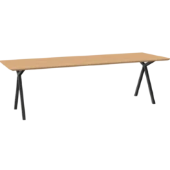 Eettafel Slim X-type zwart frame naturel 240x90 cm verjongd