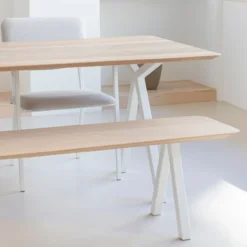Eettafel Slim X wit HPL 200x90 cm verjongde rand