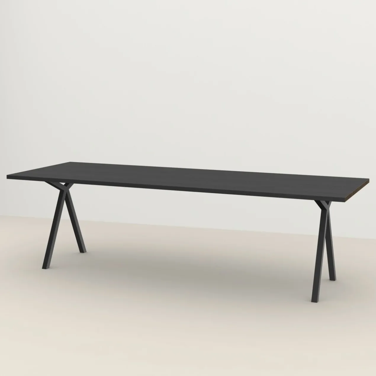 Eettafel Slim X zwart 260x90 cm rechte rand