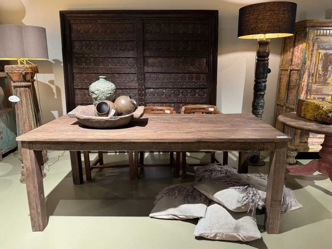 Eettafel teak uniek groot.