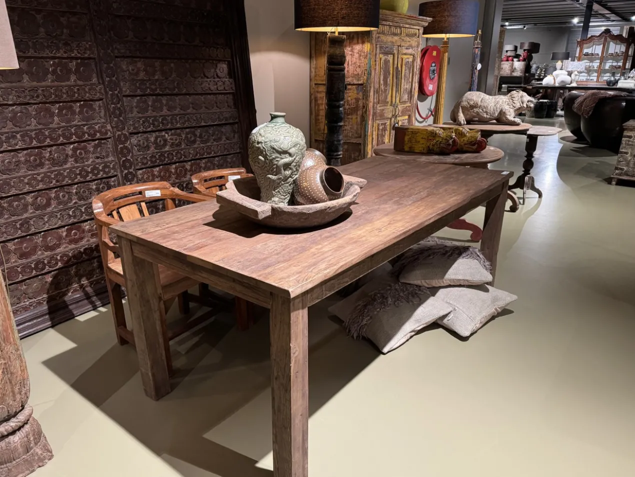 Eettafel teak uniek groot.