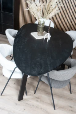 Eettafel Tinus Zwart - Kiezelvormig 200 cm