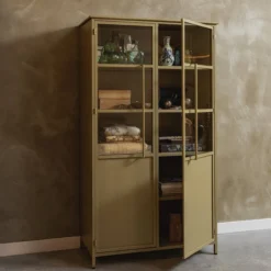 Exhibit vitrinekast metaal khaki