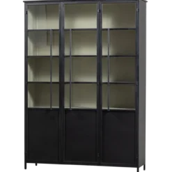 Exhibit xl 3-deurs vitrinekast metaal zwart