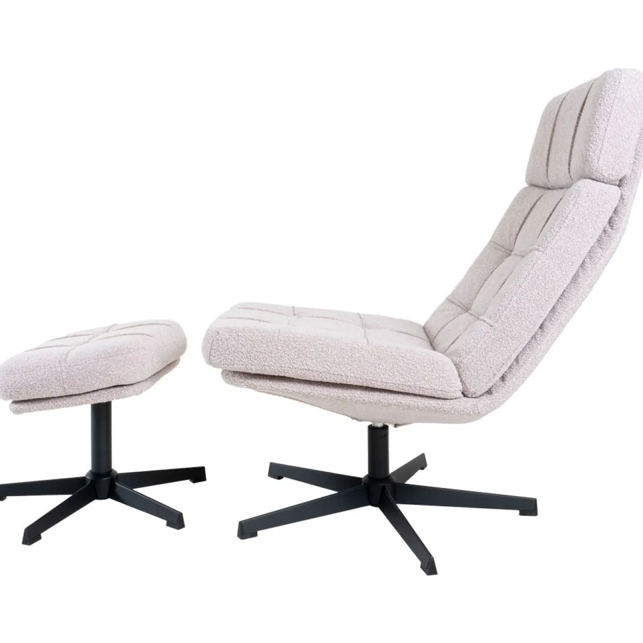 Fauteuil Aiden + Hocker Bouclé Naturel