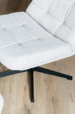 Fauteuil Aiden + Hocker Bouclé Naturel