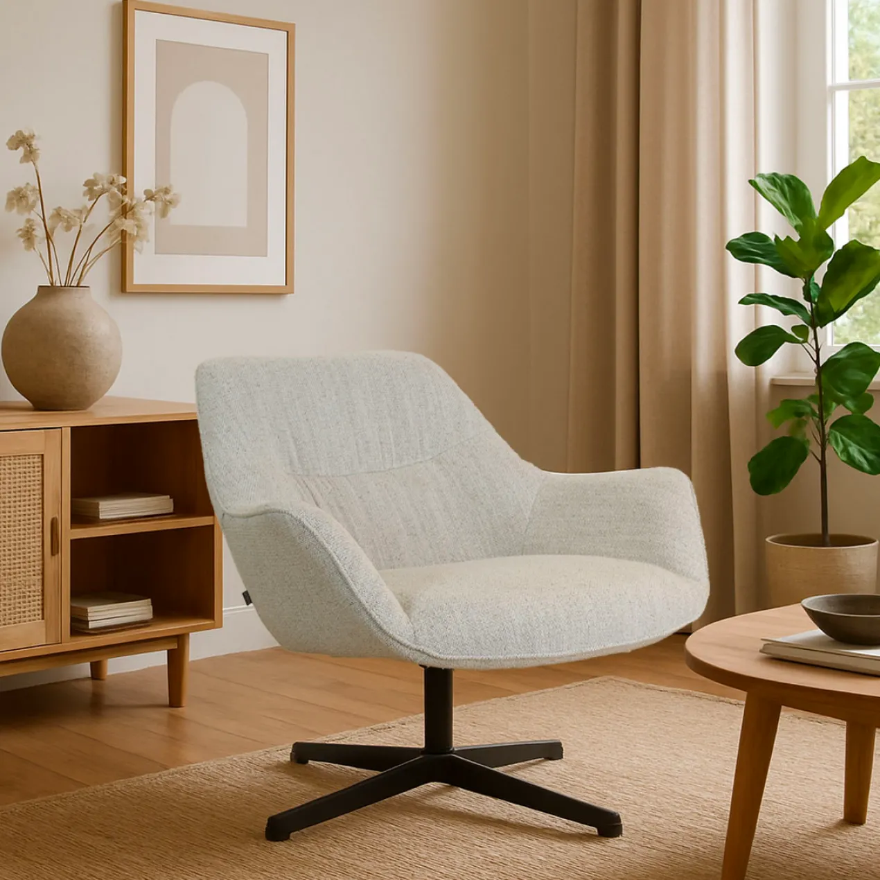 Fauteuil Jilou beige melange draaibaar