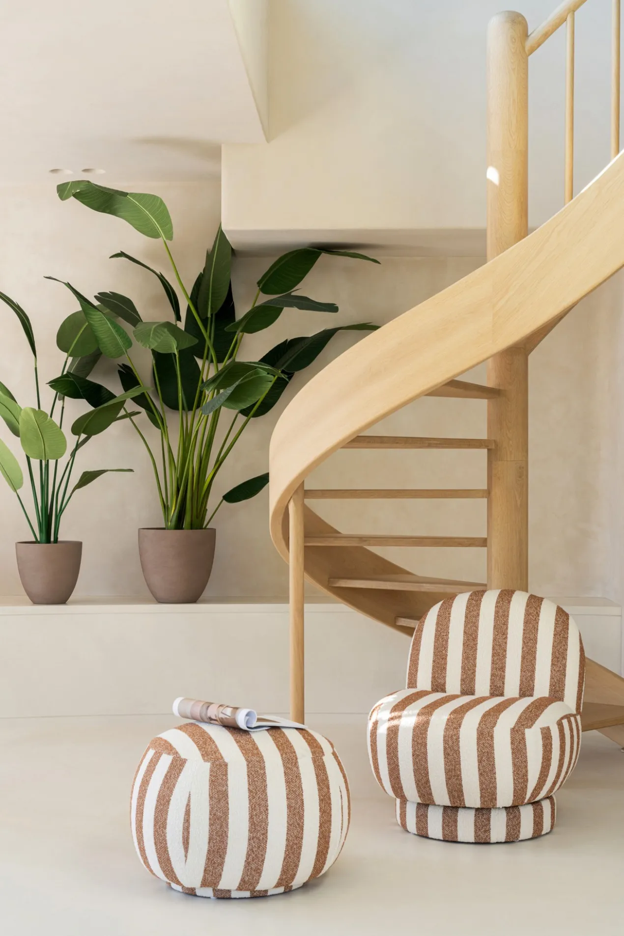 Fauteuil Loungestoel zand/wit