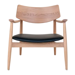 Fauteuil Oliver hout met kunstleren zitting Naturel