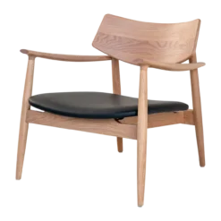 Fauteuil Oliver hout met kunstleren zitting Naturel