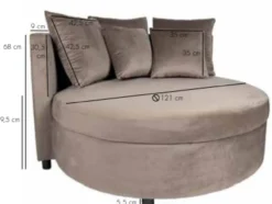 Fauteuil XL Rond inclusief 5 kussens Beige