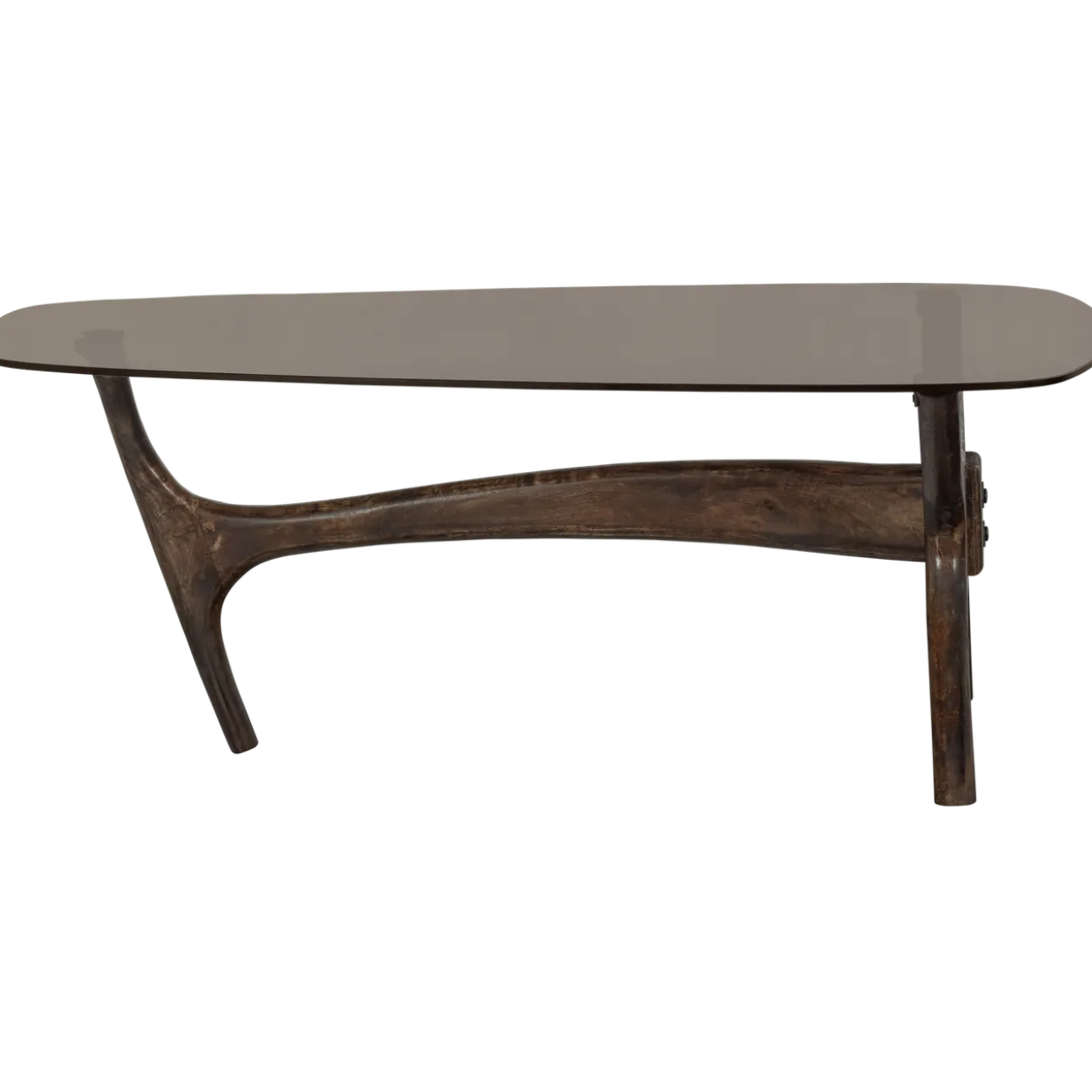 Flash salontafel mangohout/glas walnoot