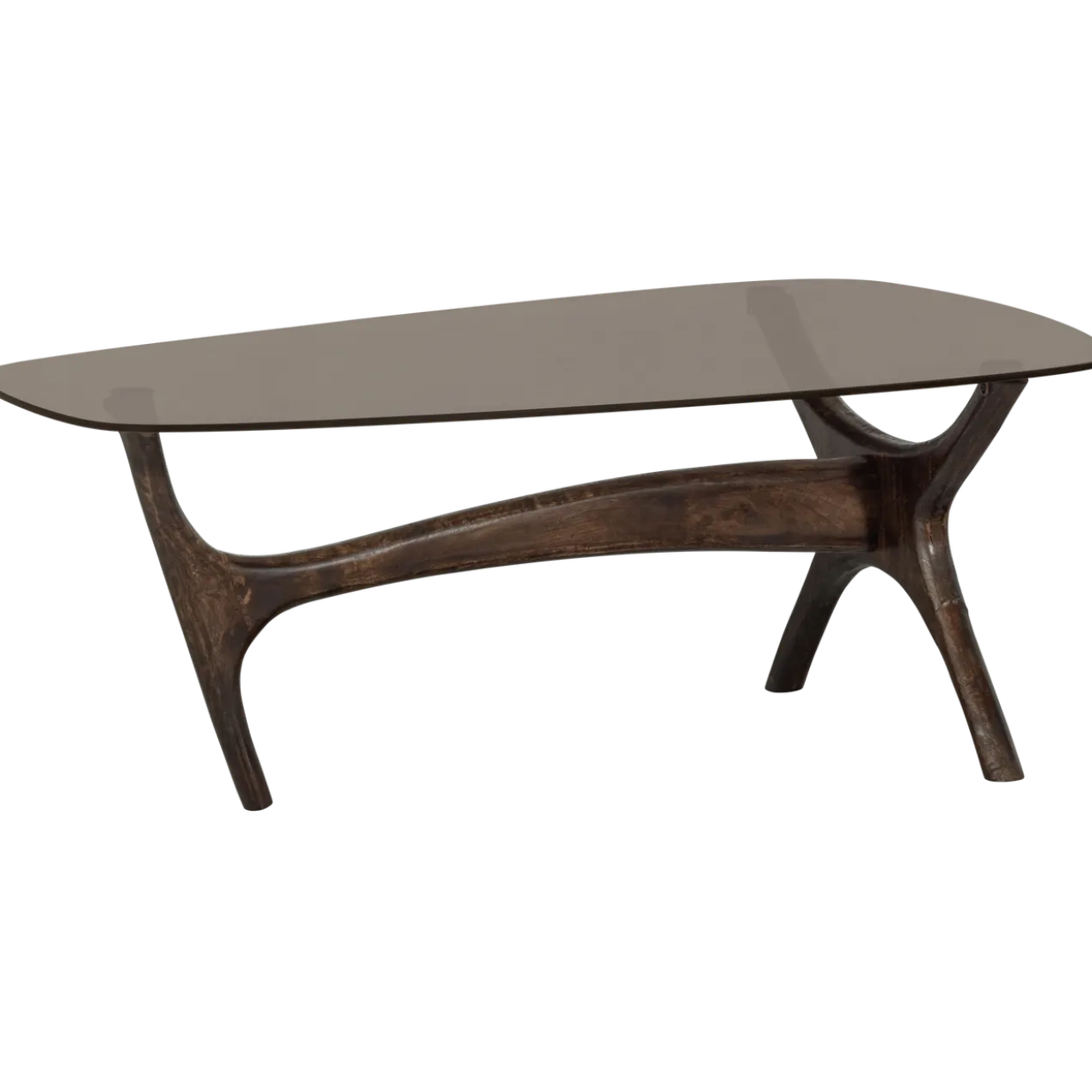 Flash salontafel mangohout/glas walnoot