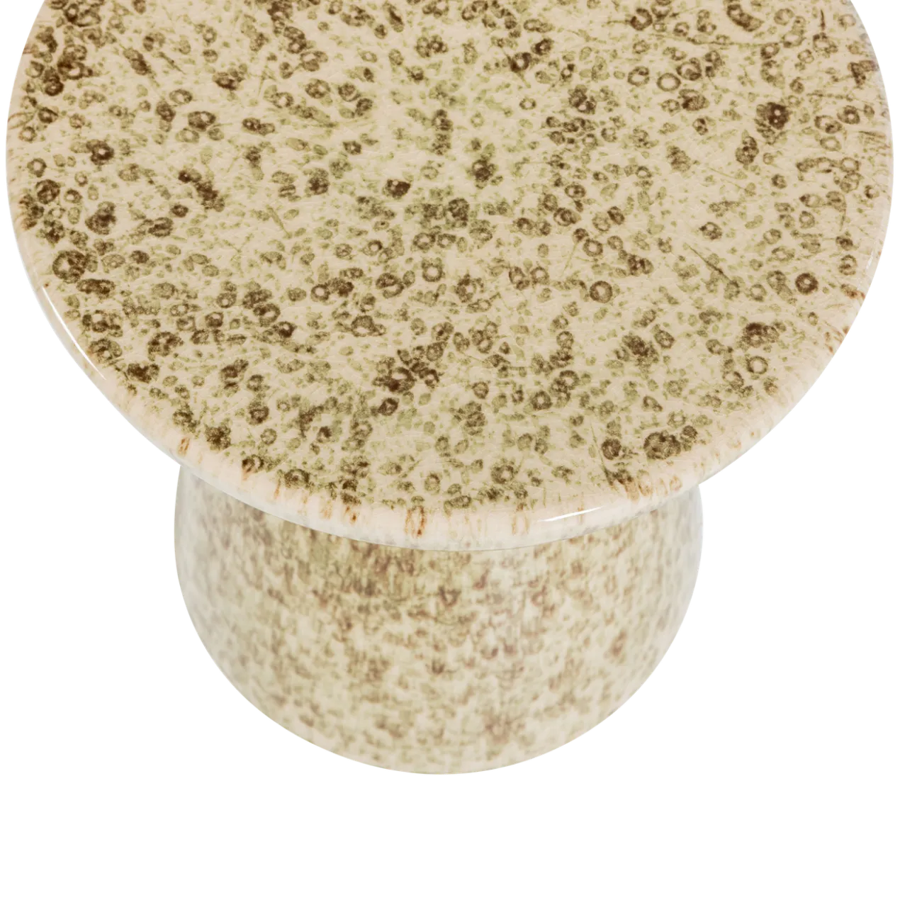 Fleck bijzettafel 43xo35 cm keramiek lichtbruin melange
