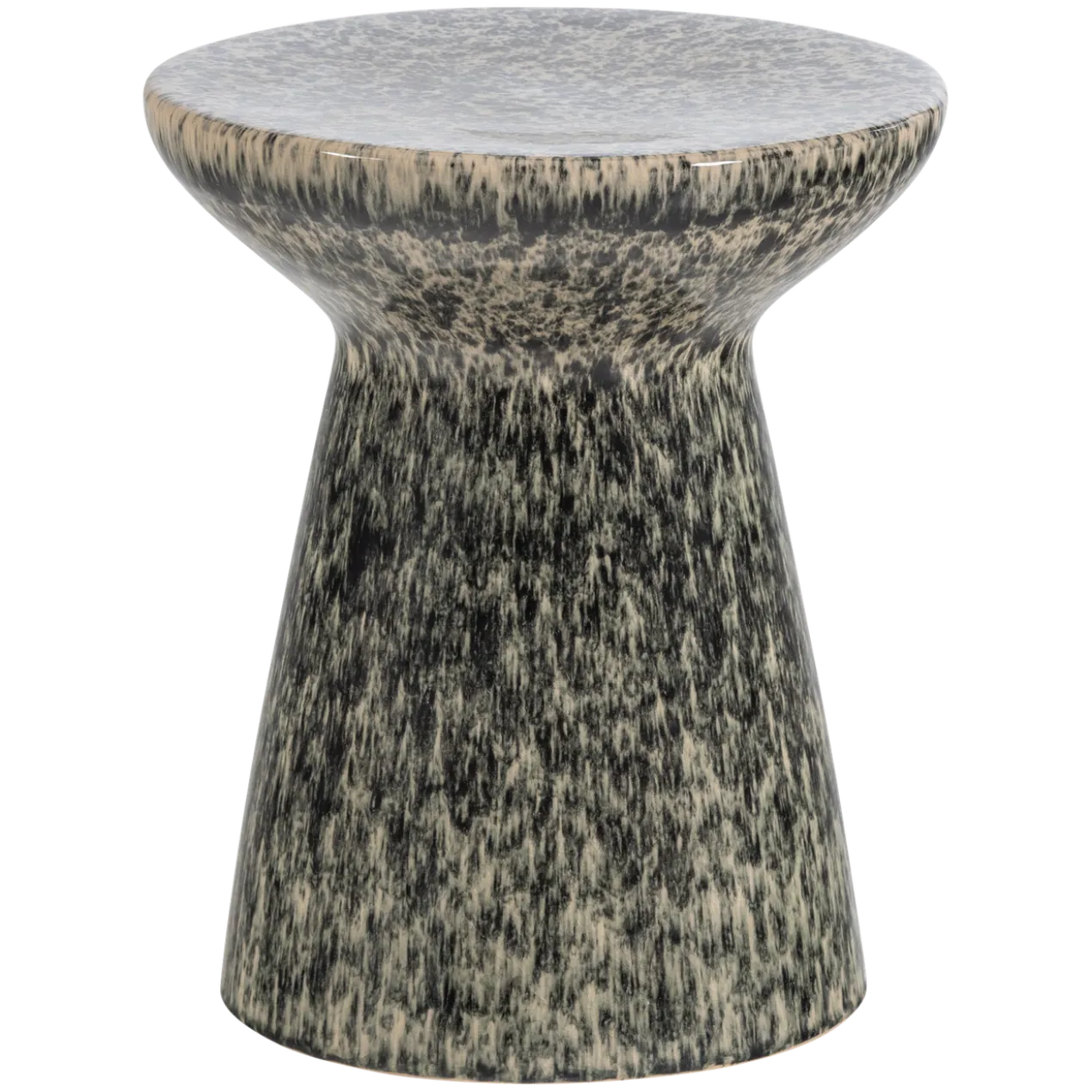 Fleck bijzettafel 43xo35 cm keramiek donkergrijs melange