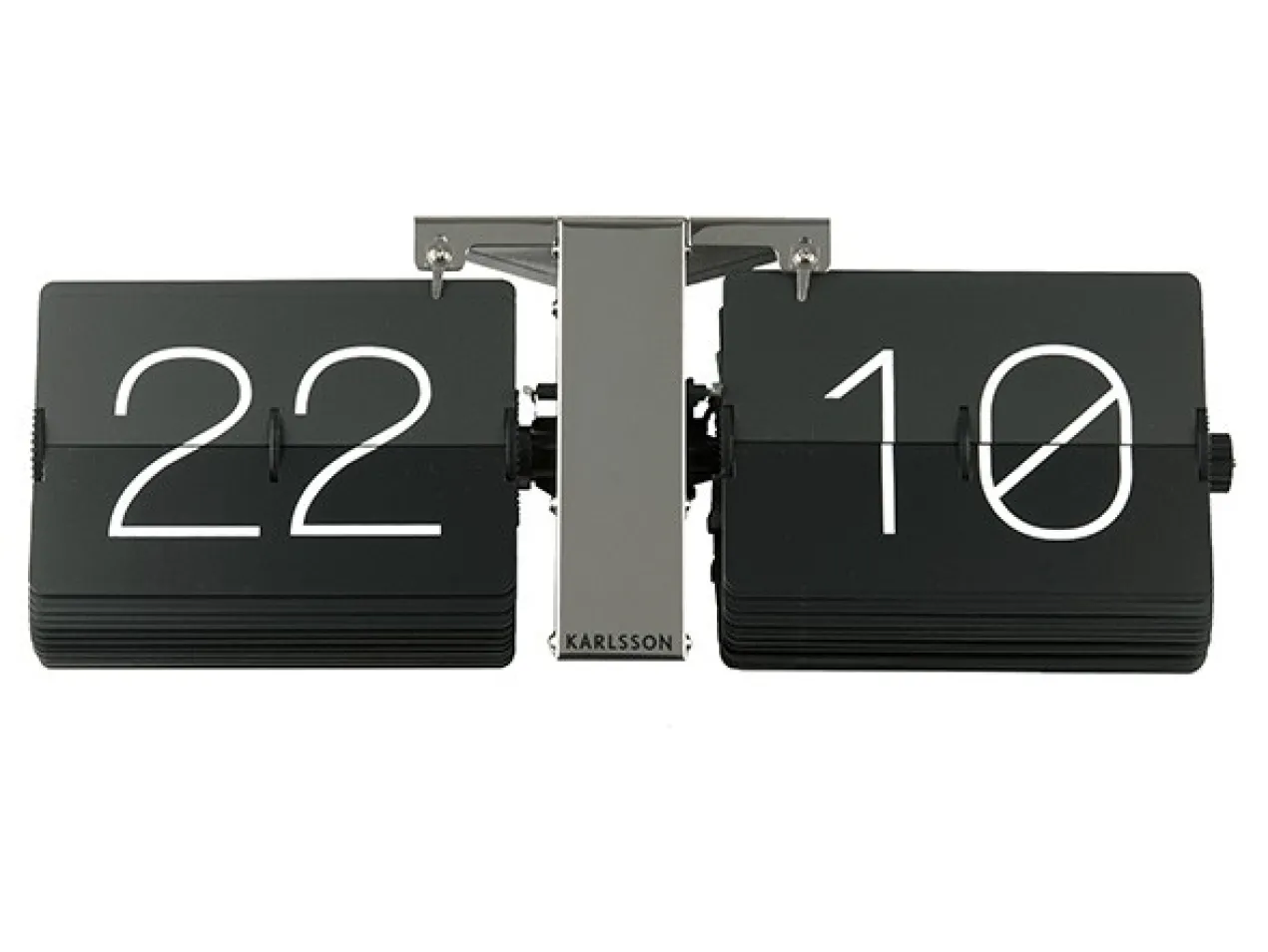 Flip clock No Case black, chrome stand