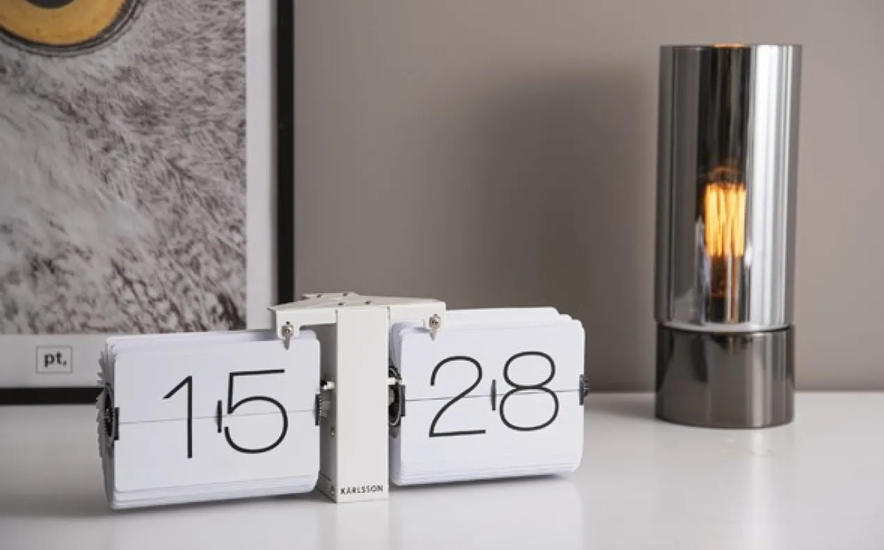Flip clock No Case white, matt white stand