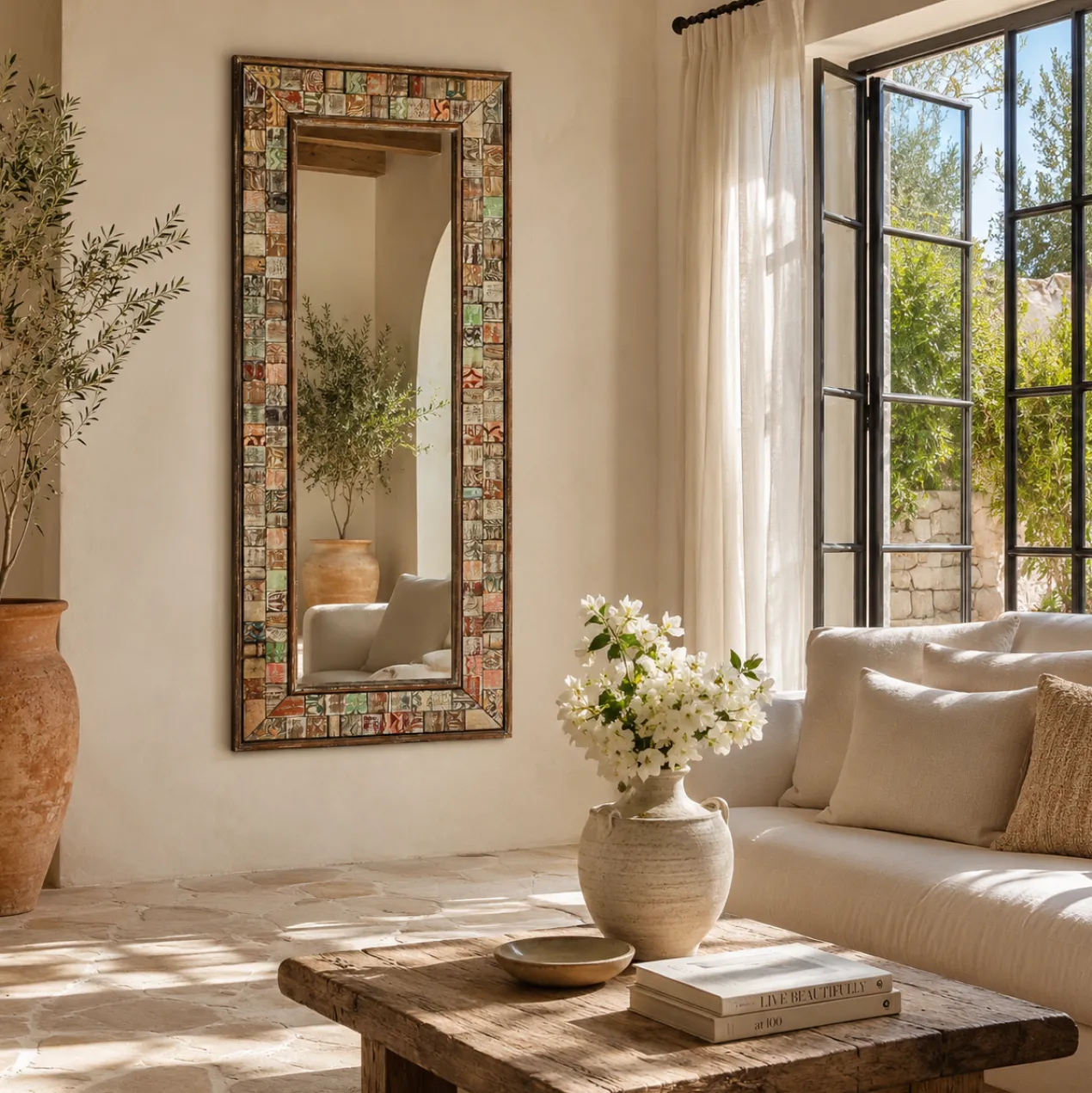 Gajar - Handgemaakte Patchwork Spiegel in Boho Stijl
