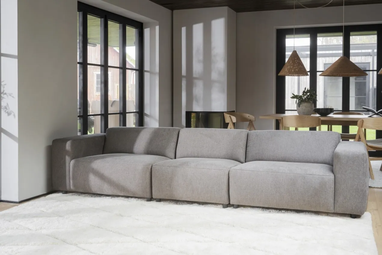 Gestoffeerde 4-zitsbank Willard Lichtbeige