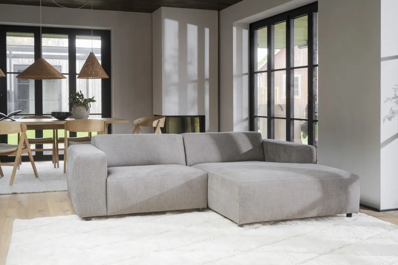Gestoffeerde 3-zits hoekbank Willard - 234 cm Lichtbeige - links