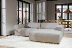 Gestoffeerde 3-zits hoekbank Willard - 234 cm Lichtbeige - links