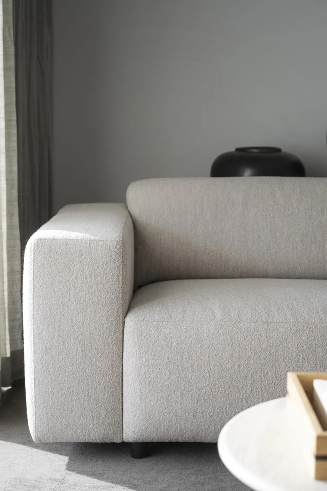Gestoffeerde 3-zits hoekbank Willard - 234 cm Lichtbeige - links