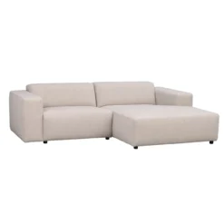 Gestoffeerde 3-zits hoekbank Willard - 234 cm Lichtbeige - rechts