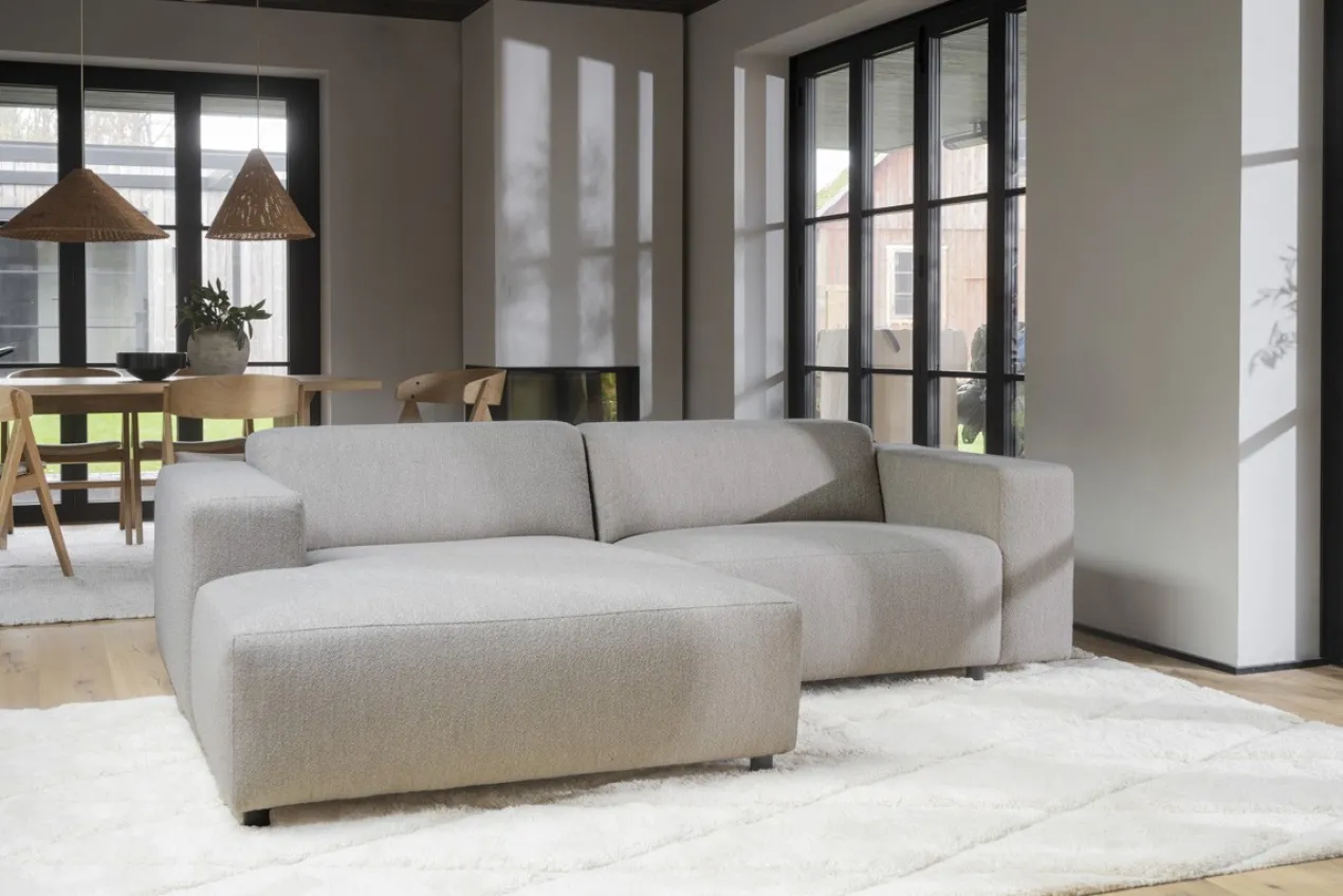 Gestoffeerde 3-zits hoekbank Willard - 234 cm Beige - rechts