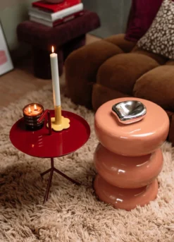 Geurkaars Bubbly red orange small Musk & Santal