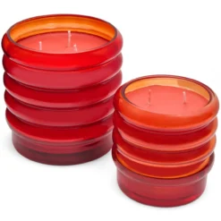 Geurkaars Bubbly red orange small Musk & Santal