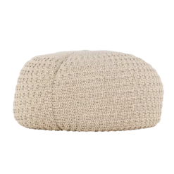 Gevlochten poef Sylvie Beige - Ø 60 cm