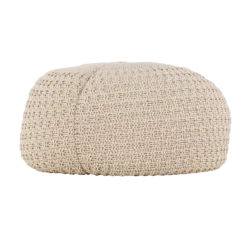 Gevlochten poef Sylvie Beige - Ø 45 cm