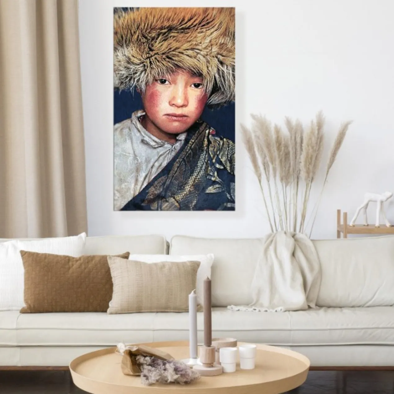 Geweven wandpaneel Tibetan Boy 80x120 cm