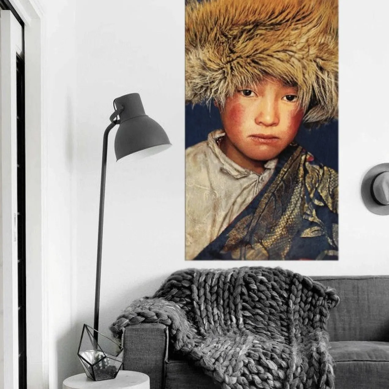 Geweven wandpaneel Tibetan Boy 80x120 cm