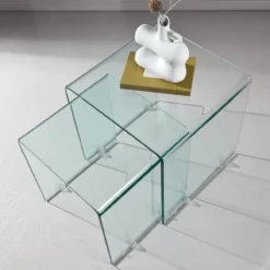 Glazen bijzettafels Cornelis transparant - set van 2
