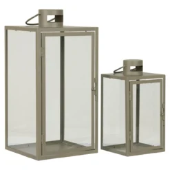 Glazen windlicht Ted groen - set van 2