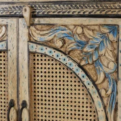 Goa - Handbeschilderde Mangohouten Rotan Kast