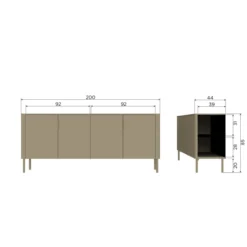 Gunnar dressoir 200 cm grenen matzwart [fsc]