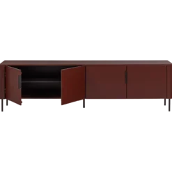 Gunnar tv meubel 200 cm grenen bordeauxrood [fsc]