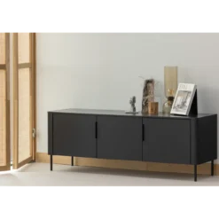 Gunnar tv meubel 154 cm grenen matzwart [fsc]