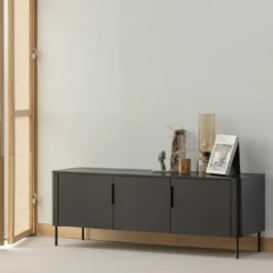 Gunnar tv meubel 154 cm grenen matzwart [fsc]