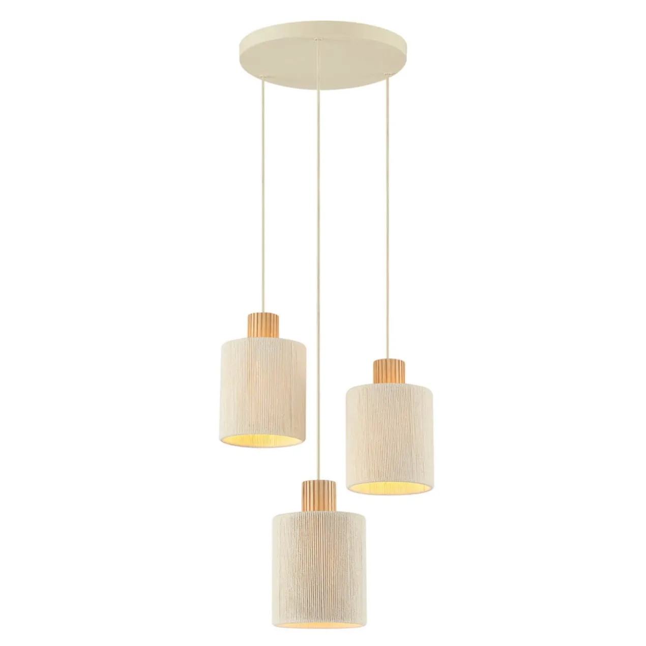 Hanglamp Arjan 3-lichts rond beige