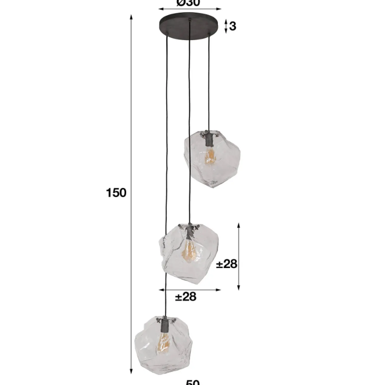 Hanglamp Barnsley Chroom 3L