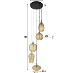 Hanglamp Buckingham Amber getrapt