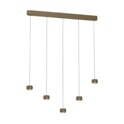 Hanglamp Cosmo Balk 5-lichts brons goud