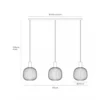 Hanglamp Esterel balk 3-lichts taupe