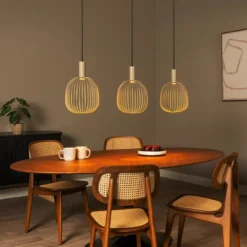 Hanglamp Esterel balk 3-lichts taupe