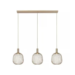 Hanglamp Esterel balk 3-lichts taupe